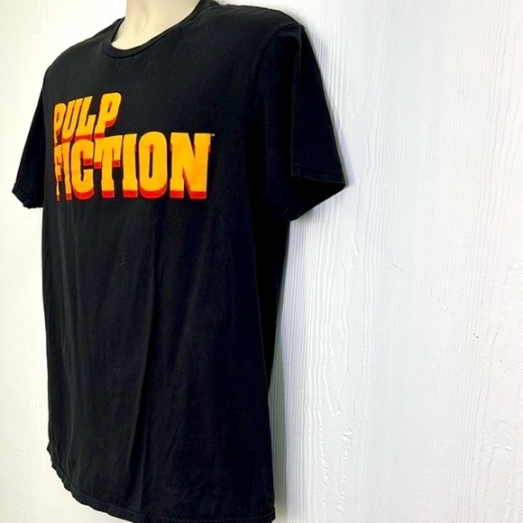 Pulp Fiction - Black And Orange Bright Pulp Fiction Logo Short Sleeve T Shirt L - Picture 5 of 8